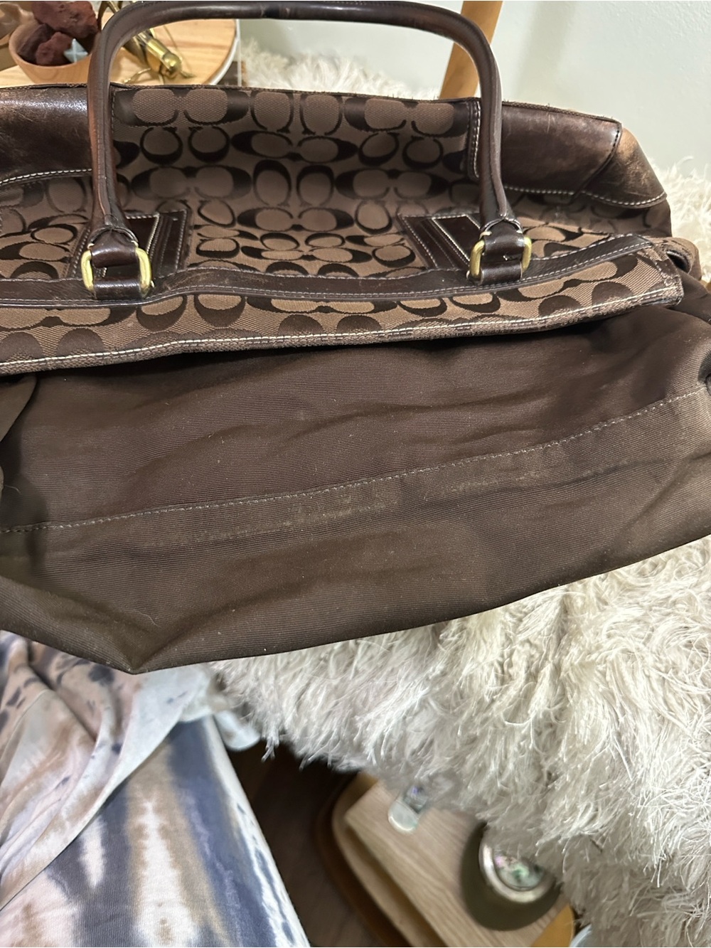 Coach Purse 11063 Brown Hampton Signature
Shoulder Tote Turnlock As Is Damaged - Picture 9 of 17